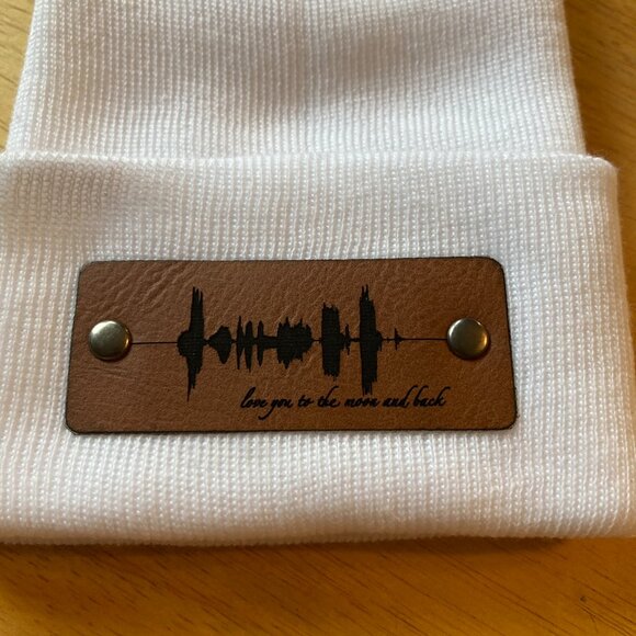 Love You To The Moon And Back Soundwave Newborn Baby Beanie - White - Not Custom - Picture 2 of 4